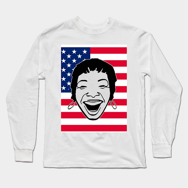 black girl in american flag Long Sleeve T-Shirt by Marccelus